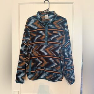 Women’s Cinch Teal, Rust & White Aztec Fleece Pullover XL
